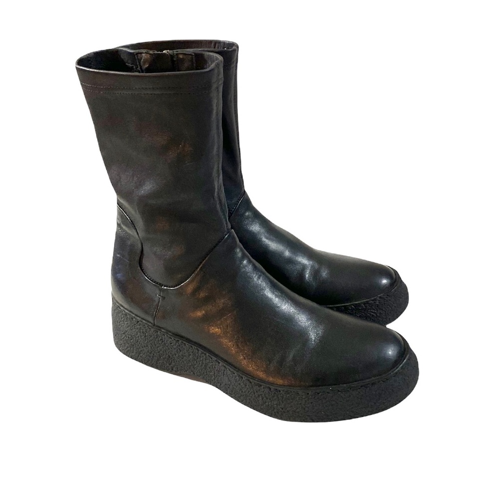 Pantanetti Leather & Stretch Vinyl Platform Combat Boots Sz 8 EUC - Picture 2 of 14